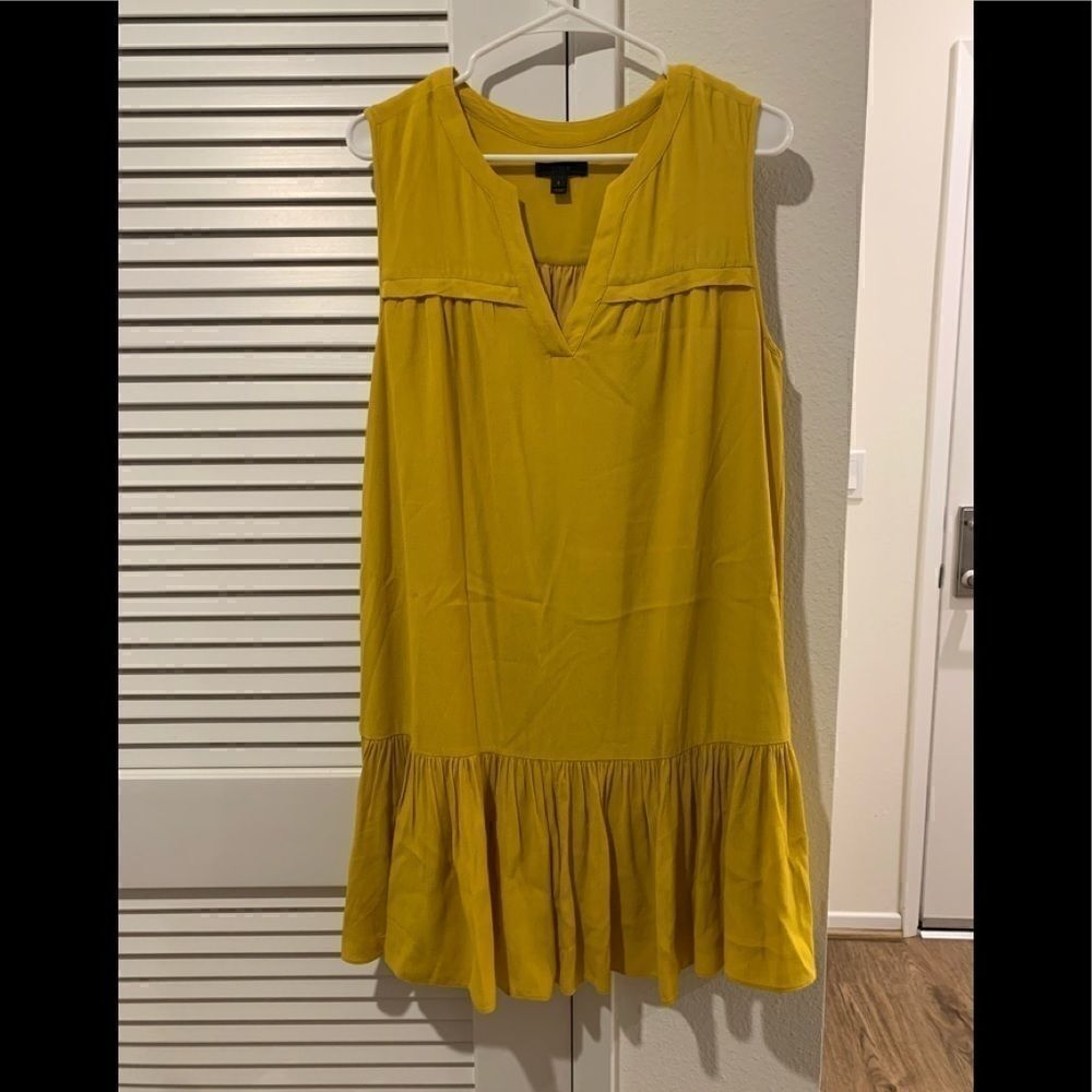 J. Crew Ruffle-hem Shift Dress Mustard size M - Picture 2 of 4